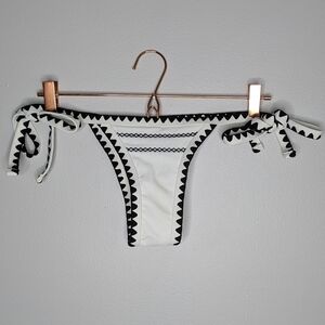 Sunny Maya white black embroidered tie waist bikini bottom M